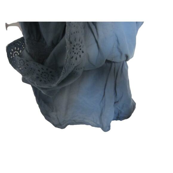 Blush Blue Eyelet Off Shoulder Mini Dress Boho Summer Large - Picture 3 of 8